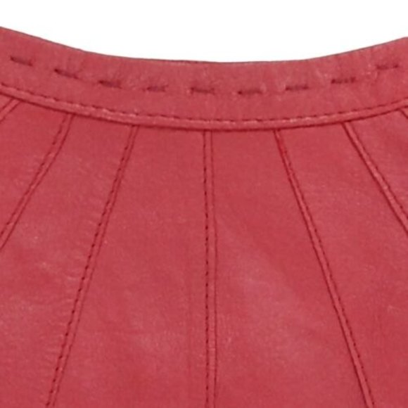 BAGATELLE Red Leather Moto / Jacket Women's Large Full Zip Rear Sunburst Design - Picture 6 of 12